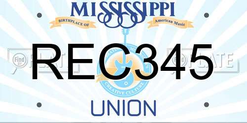 REC345 Mississippi License Plate