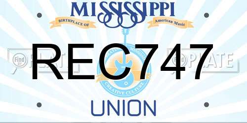 REC747 Mississippi License Plate