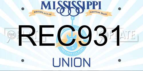 REC931 Mississippi License Plate