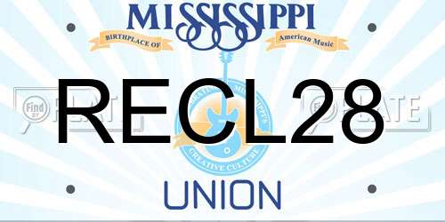 RECL28 Mississippi License Plate