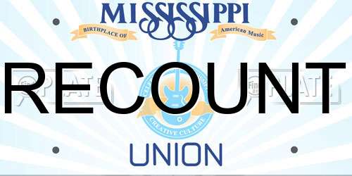 RECOUNT Mississippi License Plate