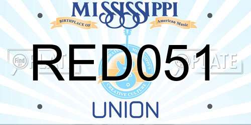 RED051 Mississippi License Plate