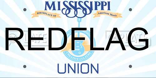REDFLAG Mississippi License Plate
