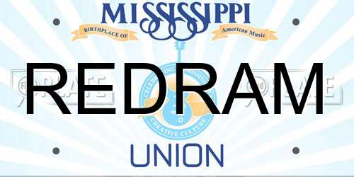 REDRAM Mississippi License Plate