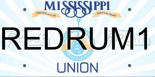 REDRUM1 Mississippi License Plate