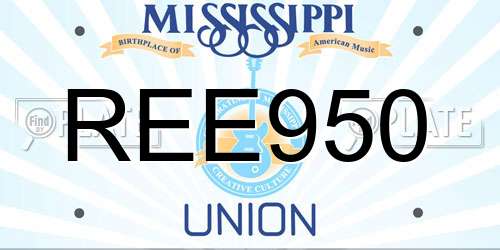 REE950 Mississippi License Plate