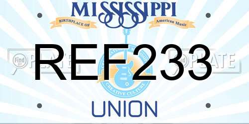 REF233 Mississippi License Plate