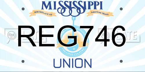 REG746 Mississippi License Plate