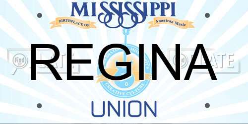 REGINA Mississippi License Plate