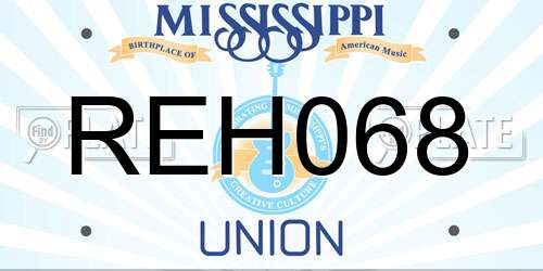 REH068 Mississippi License Plate