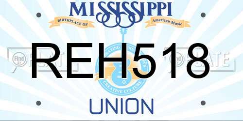 REH518 Mississippi License Plate