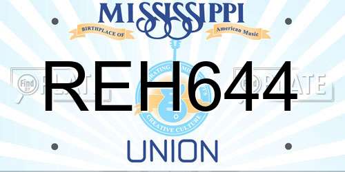 REH644 Mississippi License Plate