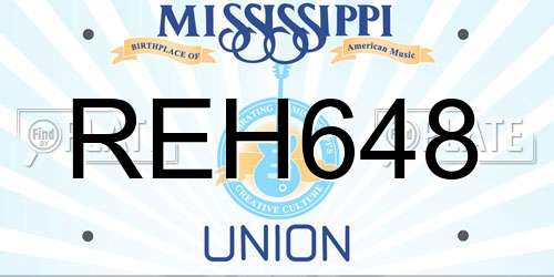 REH648 Mississippi License Plate