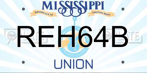 REH64B Mississippi License Plate