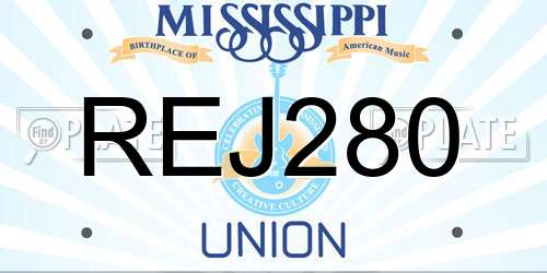 REJ280 Mississippi License Plate