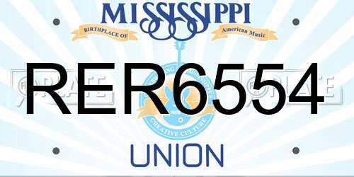 RER6554 Mississippi License Plate