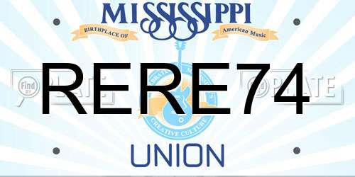 RERE74 Mississippi License Plate
