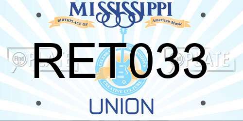 RET033 Mississippi License Plate