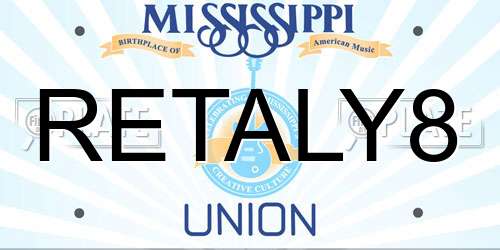RETALY8 Mississippi License Plate