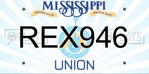 REX946 Mississippi License Plate