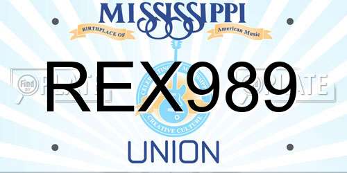REX989 Mississippi License Plate