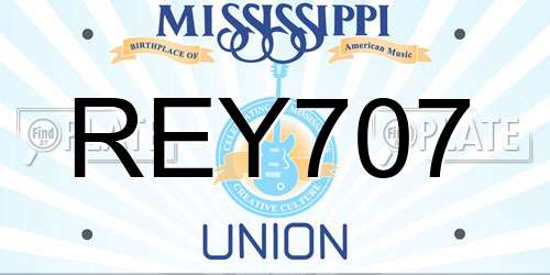 REY707 Mississippi License Plate