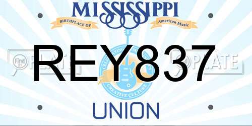 REY837 Mississippi License Plate