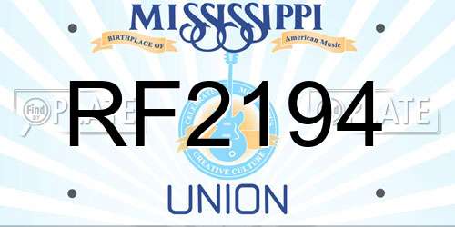 RF2194 Mississippi License Plate