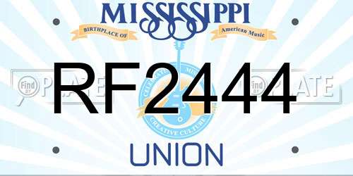RF2444 Mississippi License Plate