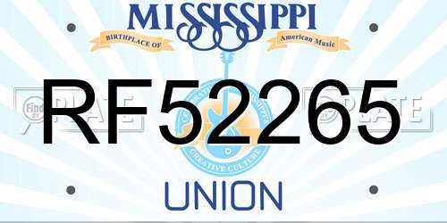 RF52265 Mississippi License Plate