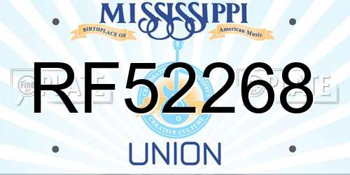RF52268 Mississippi License Plate