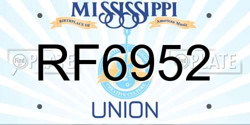 RF6952 Mississippi License Plate