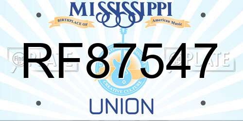 RF87547 Mississippi License Plate