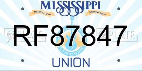RF87847 Mississippi License Plate
