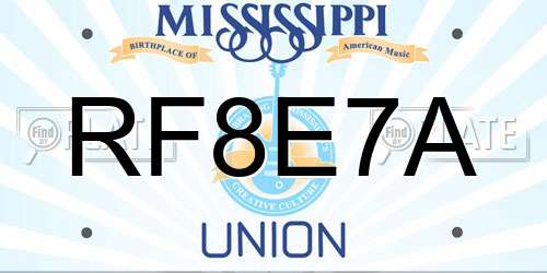 RF8E7A Mississippi License Plate