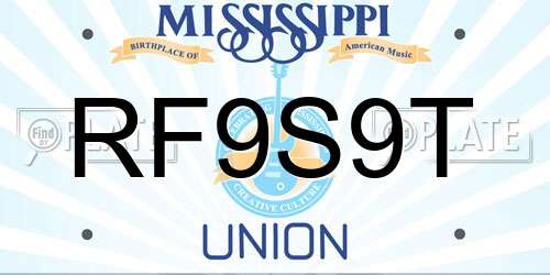 RF9S9T Mississippi License Plate