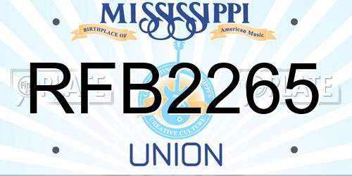 RFB2265 Mississippi License Plate