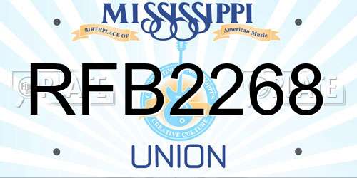 RFB2268 Mississippi License Plate