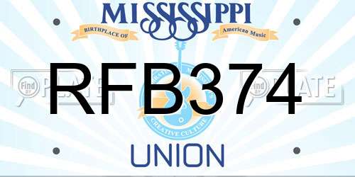 RFB374 Mississippi License Plate