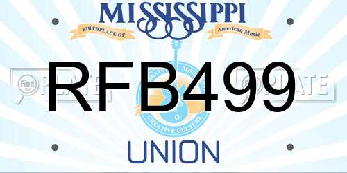 RFB499 Mississippi License Plate