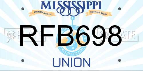 RFB698 Mississippi License Plate