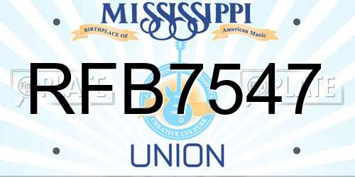 RFB7547 Mississippi License Plate