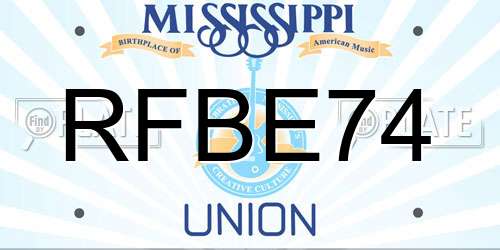RFBE74 Mississippi License Plate