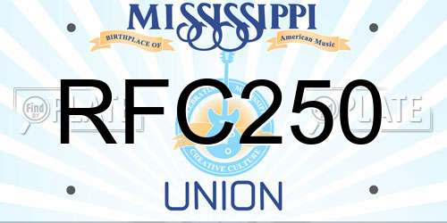 RFC250 Mississippi License Plate