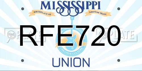 RFE720 Mississippi License Plate