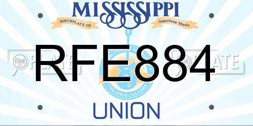 RFE884 Mississippi License Plate