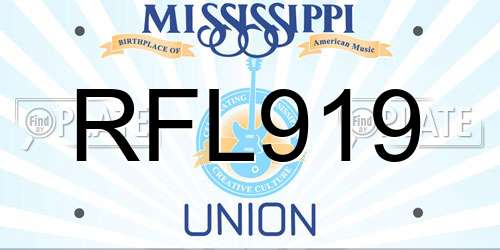 RFL919 Mississippi License Plate