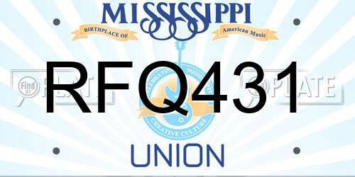 RFQ431 Mississippi License Plate