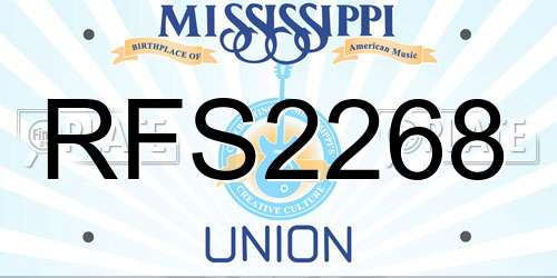 RFS2268 Mississippi License Plate