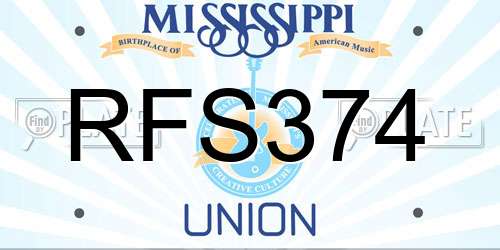 RFS374 Mississippi License Plate